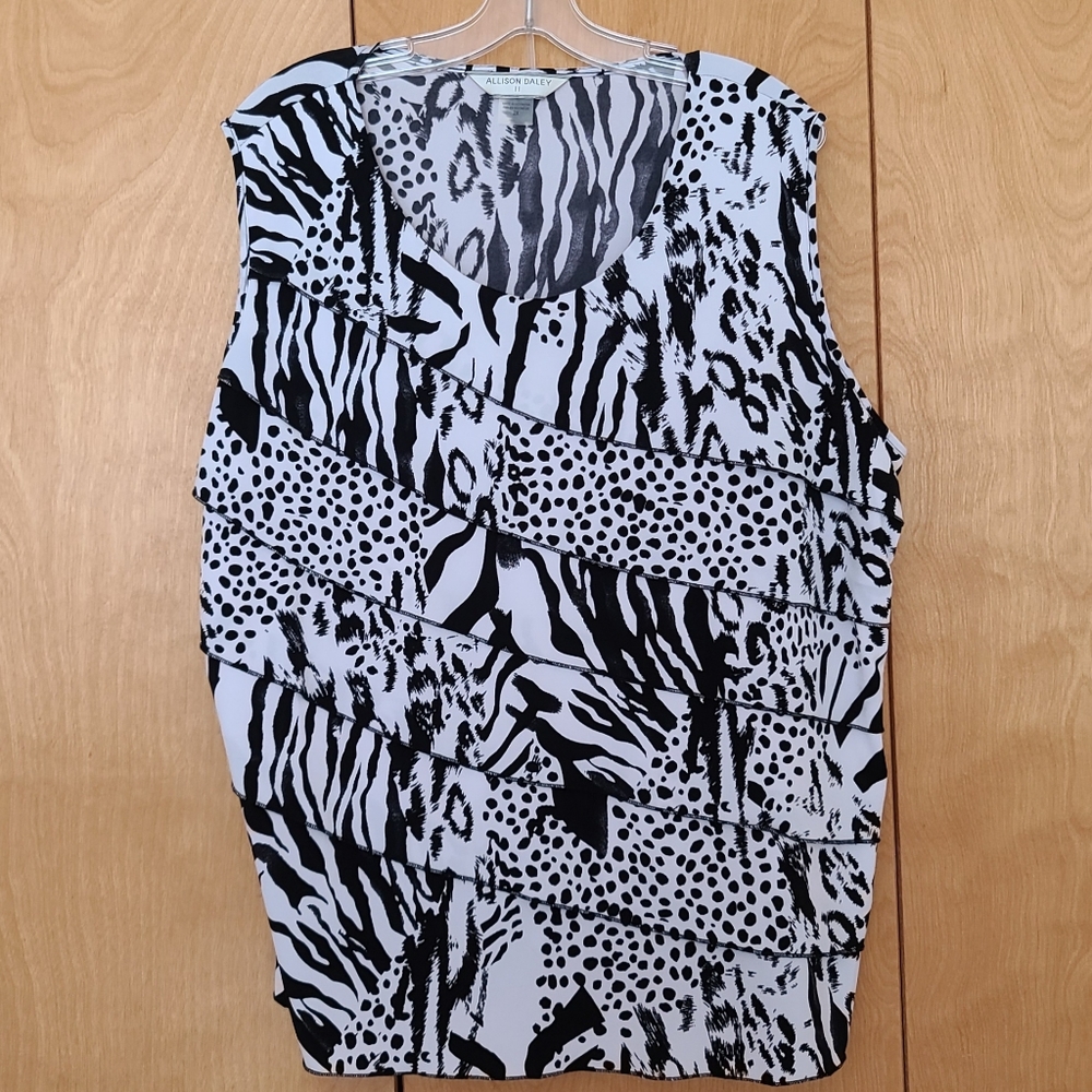 Allison Daley ruffle front sleeveless blouse